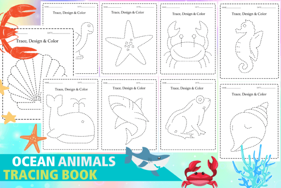Download Ocean Animals Tracing Book - Tracing book Collection