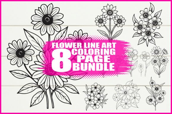 Download Flower Line Art Coloring Pages Set - Premium Resources